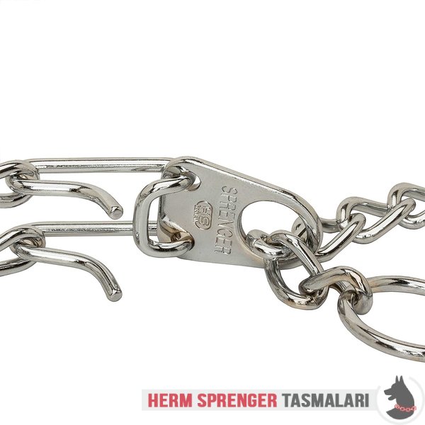 Döner Halkalı ve Hızlı Açılan Kancalı "Manners Fighter" Krom Kaplama Şok Tasması (4 mm x 63 cm)