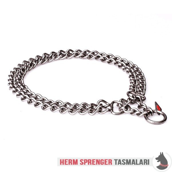 Paslanmaz Çelik "Manners Maker" İki Sıra Boğmalı Znicir Tasması 3 mm