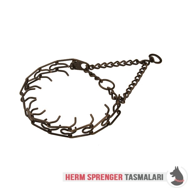 Orta Plakalı ve Etki Zincirli "Antique Treasure" Kahverengi Çelik Şok Tasması'' 4 mm x 63 cm