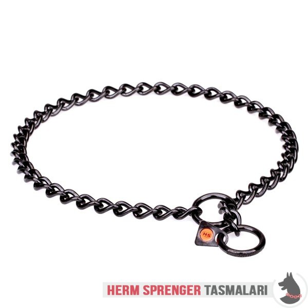 Kısa Baklalı "Elegant Correction" Siyah Paslanmaz Çelik Boğmalı Köpek Zinciri 3 mm