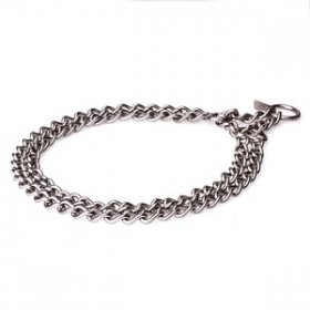 "Manners Maker" Stainless Steel Twin Row Chain Collar - 3.0 mm