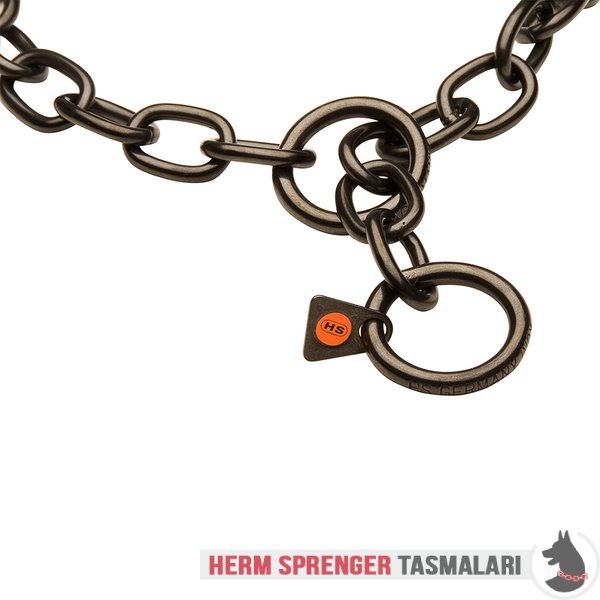 Siyah Paslanmaz Çelik "Royal Guardian" Orta Bağlantılı Zincir Tasması 4 mm