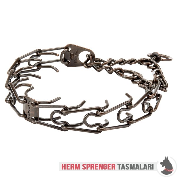 Orta Plakalı ve Etki Zincirli "Antique Treasure" Kahverengi Çelik Şok Tasması'' 4 mm x 63 cm