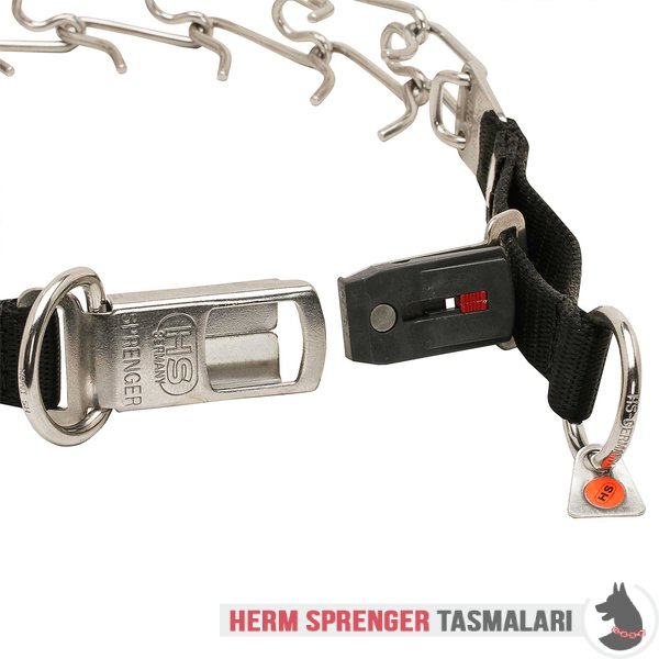 Naylon Kombinli ve Click-Lock Tokalı "Taming Loop" Paslanmaz Çelik Şok Tasması (3.2 mm x 52 cm)
