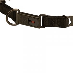 "Dark Force" Black Stainless Steel Neck Tech SPORT Dog Collar - 19 inches (48 cm) long