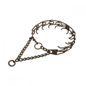 Orta Plakalı ve Etki Zincirli "Antique Treasure" Kahverengi Çelik Şok Tasması'' 4 mm x 63 cm