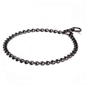 "Elegant Correction" Black Stainless Steel Short Link Chain Collar with Round Chain - 3.0 mm