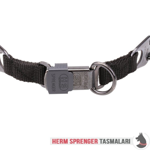 Naylon Kombinli ve Click-Lock Tokalı "Black Force" Siyah Paslanmaz Çelik Şok Tasması (4 mm x 60 cm)