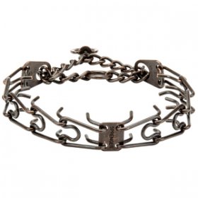 Orta Plakalı ve Etki Zincirli "Antique Treasure" Kahverengi Çelik Şok Tasması'' 4 mm x 63 cm