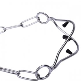 "Attention Concentrator" Stainless Steel Dog Show Collar with Plastic Capped Prongs - 3.0 mm