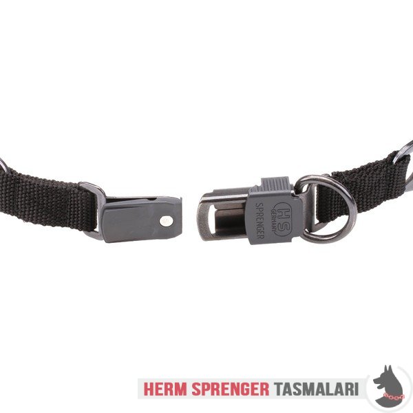 Naylon Kombinli ve Click-Lock Tokalı "Black Force" Siyah Paslanmaz Çelik Şok Tasması (4 mm x 60 cm)