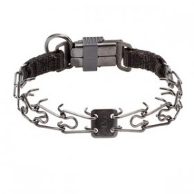 "Good Doggy Kit" Black Stainless Steel Pinch Collar with with Click-Lock Buckle and Nylon Loop (2.25 mm x 16 inches)