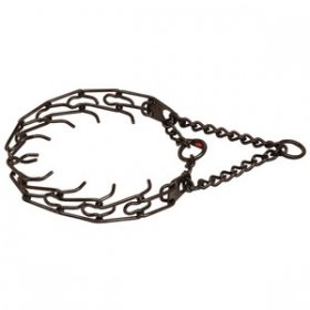 Orta Plakalı ve Etki Zincirli "Dark Delight" Siyah Paslanmaz Çelik Şok Tasması (3.2 mm x 58 cm)