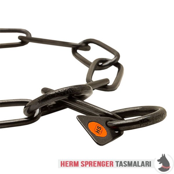 Uzun Baklalı "Fur Fan" Siyah Paslanmaz Çelik Boğmalı Zincir Tasması 3 mm