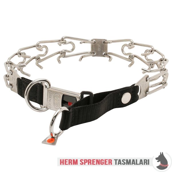 Naylon Kombinli ve Click-Lock Tokalı "Taming Loop" Paslanmaz Çelik Şok Tasması (3.2 mm x 52 cm)