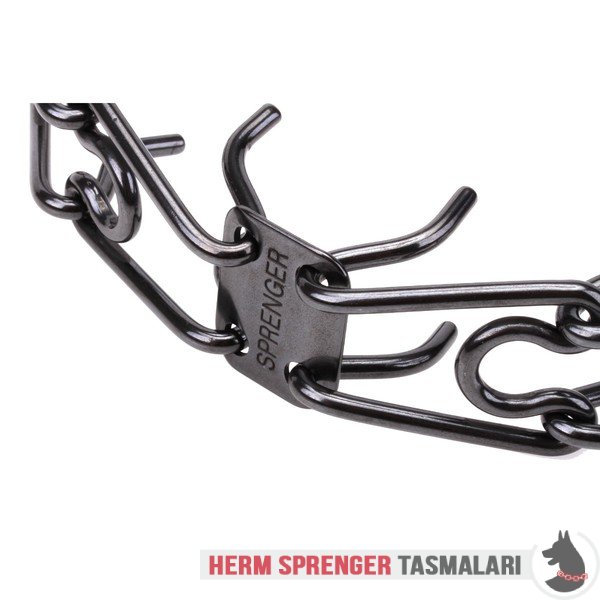 Naylon Kombinli ve Click-Lock Tokalı "Black Force" Siyah Paslanmaz Çelik Şok Tasması (4 mm x 60 cm)