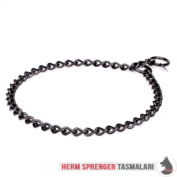 Kısa Baklalı "Elegant Correction" Siyah Paslanmaz Çelik Boğmalı Köpek Zinciri 3 mm