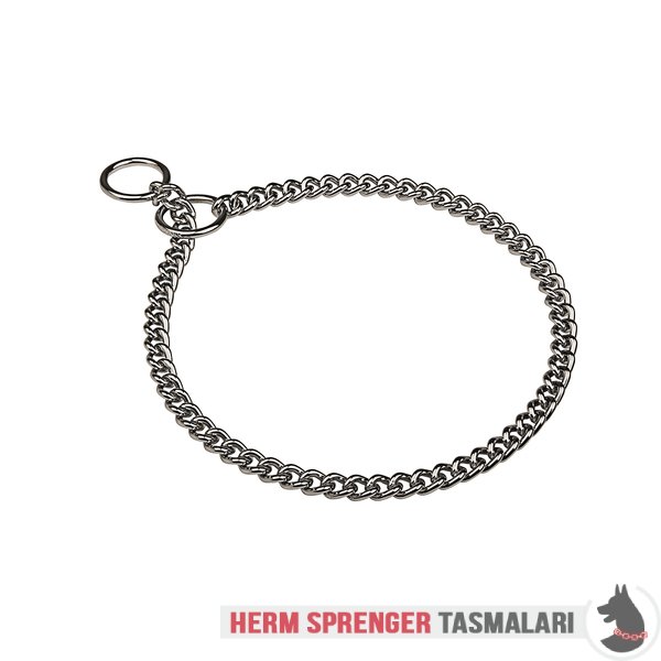 "Behavior Master" Chrome Plated Short Link Chain Collar with Round Chain - 3.0 mm