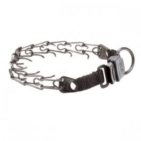 "Good Doggy Kit" Black Stainless Steel Pinch Collar with with Click-Lock Buckle and Nylon Loop (2.25 mm x 16 inches)