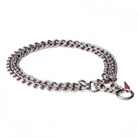 "Manners Maker" Stainless Steel Twin Row Chain Collar - 3.0 mm