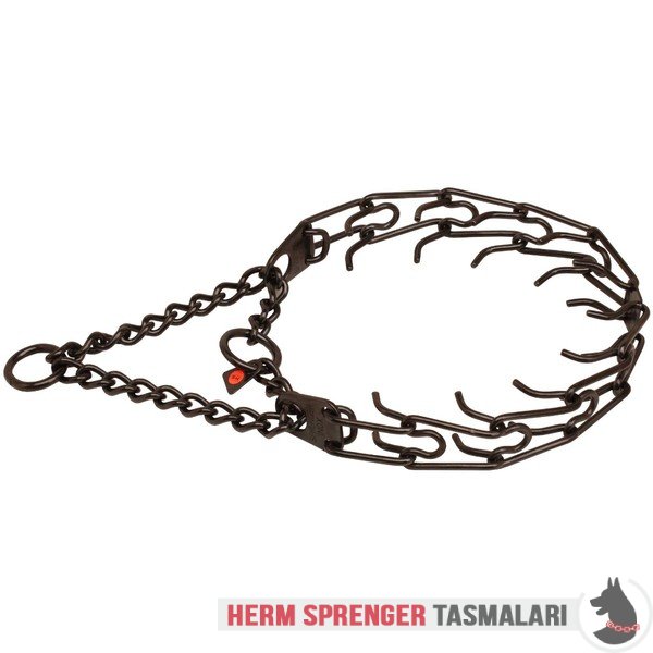 Orta Plakalı ve Etki Zincirli "Dark Delight" Siyah Paslanmaz Çelik Şok Tasması (3.2 mm x 58 cm)