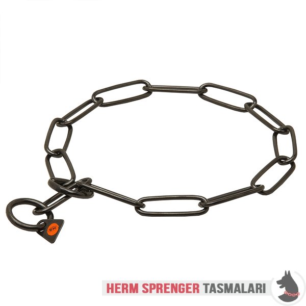 Uzun Baklalı "Fur Fan" Siyah Paslanmaz Çelik Boğmalı Zincir Tasması 3 mm