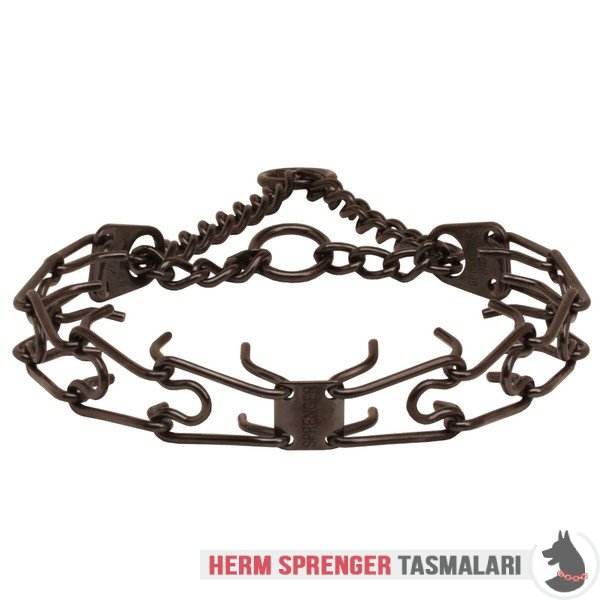 Orta Plakalı ve Etki Zincirli "Dark Delight" Siyah Paslanmaz Çelik Şok Tasması (3.2 mm x 58 cm)