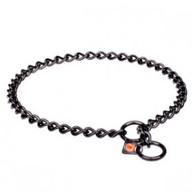 "Elegant Correction" Black Stainless Steel Short Link Chain Collar with Round Chain - 3.0 mm