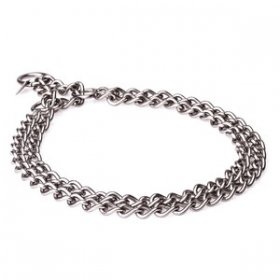 "Manners Maker" Stainless Steel Twin Row Chain Collar - 3.0 mm