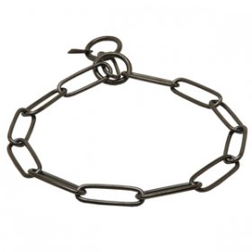 Uzun Baklalı "Fur Fan" Siyah Paslanmaz Çelik Boğmalı Zincir Tasması 3 mm