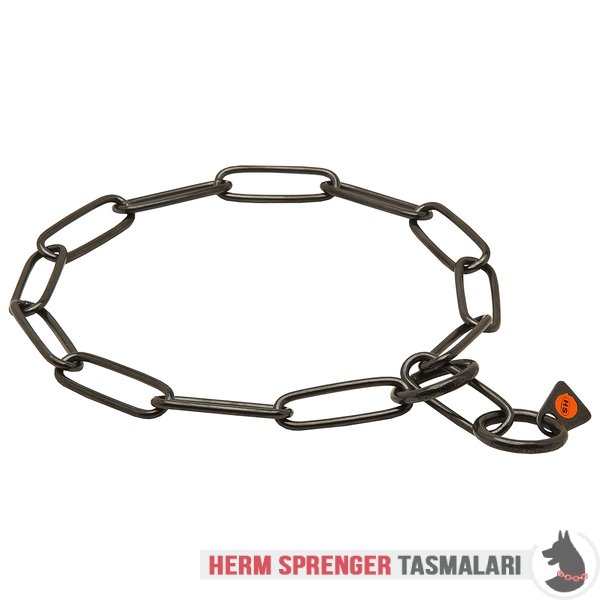 Uzun Baklalı "Fur Fan" Siyah Paslanmaz Çelik Boğmalı Zincir Tasması 3 mm