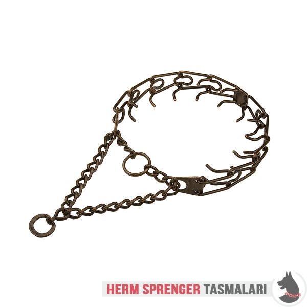 Orta Plakalı ve Etki Zincirli "Antique Treasure" Kahverengi Çelik Şok Tasması'' 4 mm x 63 cm