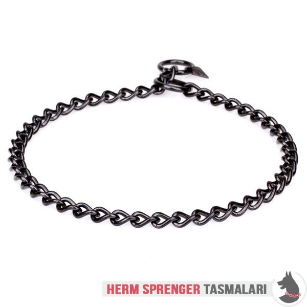 Kısa Baklalı "Elegant Correction" Siyah Paslanmaz Çelik Boğmalı Köpek Zinciri 3 mm