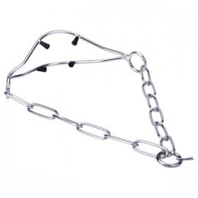 "Attention Concentrator" Stainless Steel Dog Show Collar with Plastic Capped Prongs - 3.0 mm