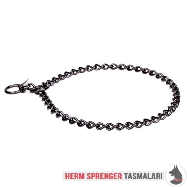 Kısa Baklalı "Elegant Correction" Siyah Paslanmaz Çelik Boğmalı Köpek Zinciri 3 mm