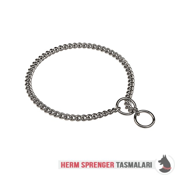 "Behavior Master" Chrome Plated Short Link Chain Collar with Round Chain - 3.0 mm