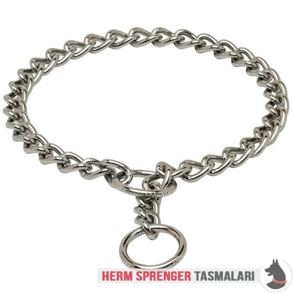 Chrome plated choke dog collar for behavior correction