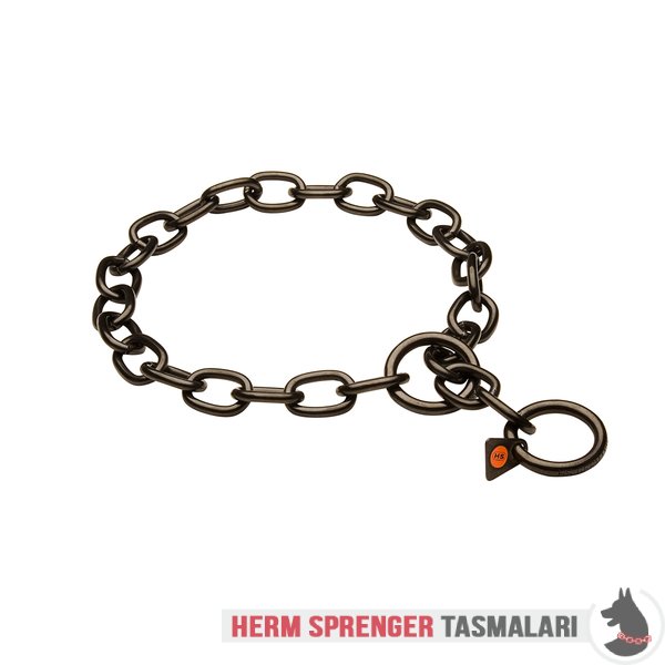 Siyah Paslanmaz Çelik "Royal Guardian" Orta Bağlantılı Zincir Tasması 4 mm