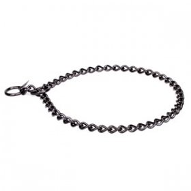 "Elegant Correction" Black Stainless Steel Short Link Chain Collar with Round Chain - 3.0 mm