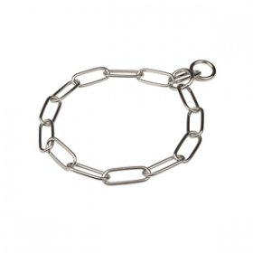 Uzun Baklalı Krom Çelik "Fur Paparazzi" Boğmalı Zincir Tasması 4 mm