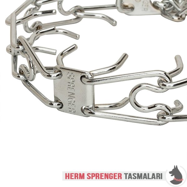 Döner Halkalı ve Hızlı Açılan Kancalı "Manners Fighter" Krom Kaplama Şok Tasması (4 mm x 63 cm)