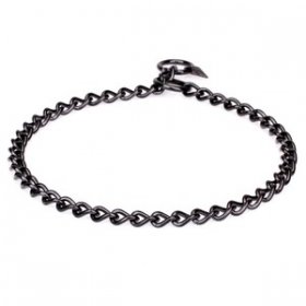 "Elegant Correction" Black Stainless Steel Short Link Chain Collar with Round Chain - 3.0 mm