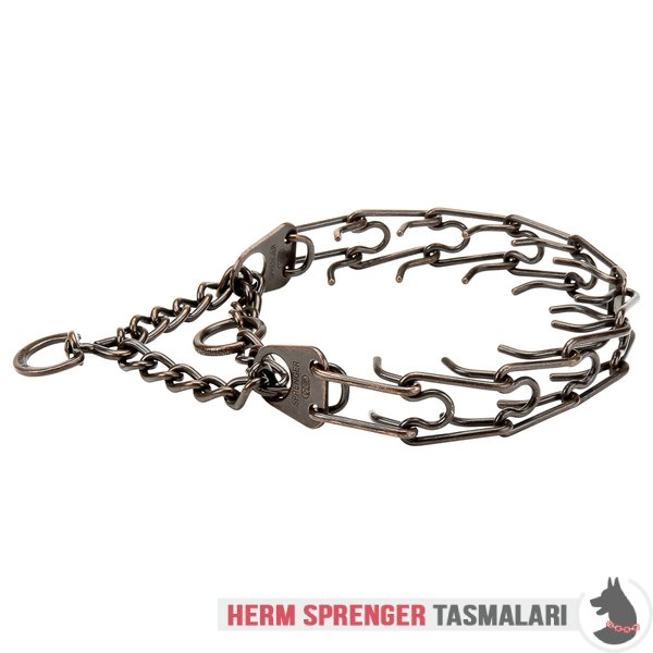 Orta Plakalı ve Etki Zincirli "Antique Treasure" Kahverengi Çelik Şok Tasması'' 4 mm x 63 cm