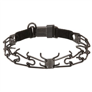 Naylon Kombinli ve Click-Lock Tokalı "Daily Trainer" Siyah Çelik Şok Tasması (3.2 mm x 52 cm)