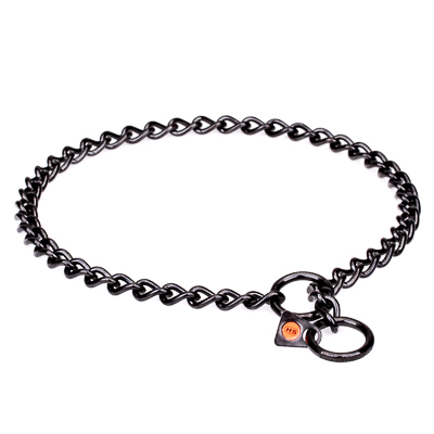 Black Stainless Steel Short Link Chain Collar for Dogs